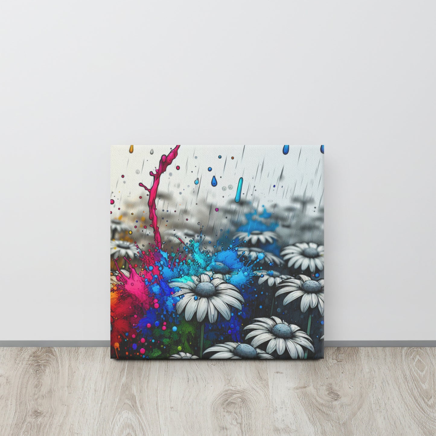 Color Burst Daisy Canvas Art - Abstract Flower Painting