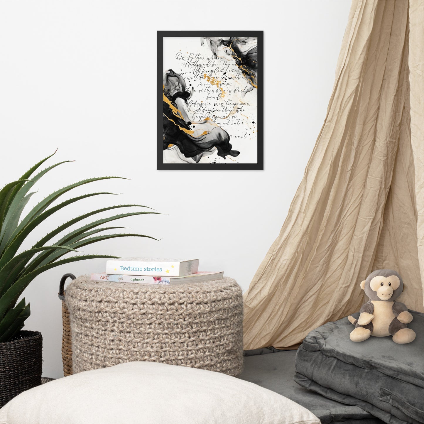 Inspirational Lord's Prayer Canvas Art - Modern Calligraphy Wall Decor