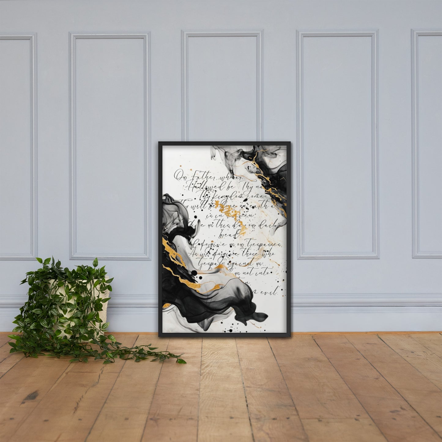 Inspirational Lord's Prayer Canvas Art - Modern Calligraphy Wall Decor