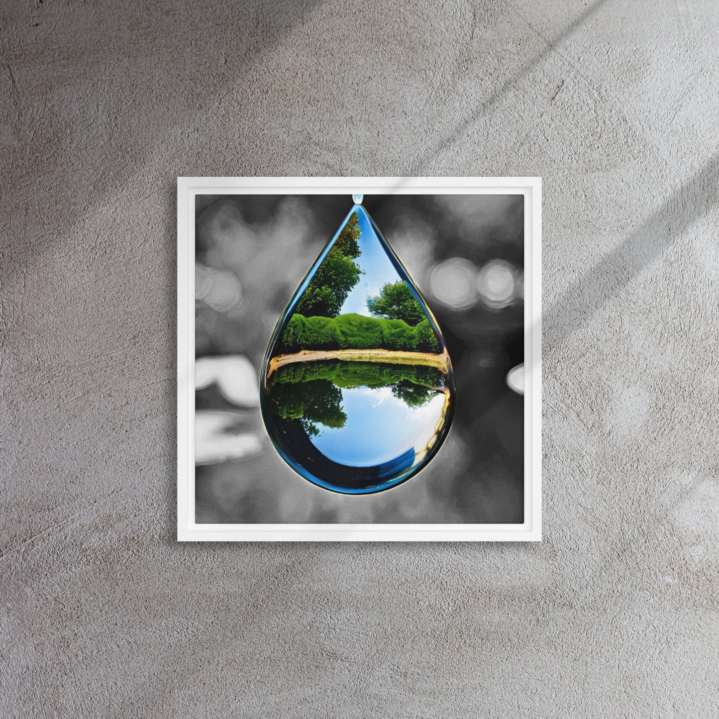 Water Drop Reflection Canvas Art - Nature Photography Print